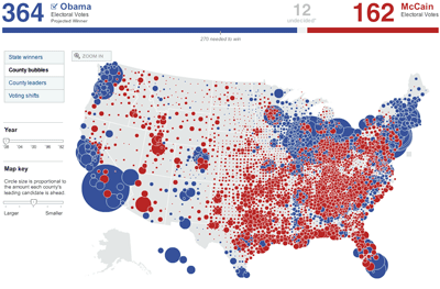Map with county bubbles enabled